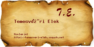 Temesvári Elek névjegykártya
